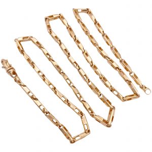 Geometric Link Chain Necklace 14K Gold 27 Length