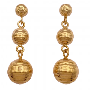 Graduated Bead Ball Dangle Earrings 18K (2)