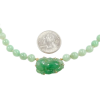 Green Jade Beaded Necklace with Carving 14k