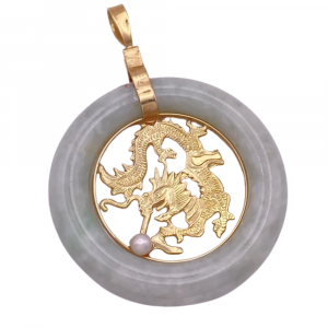 Jade DRAGON Circle Pendant 14K (2)