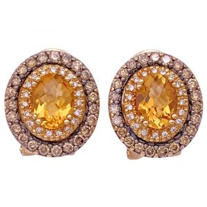 Le Vian Citrine, Chocolate & Vanilla Diamond Earrings 14K