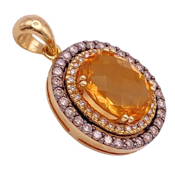 Le Vian Citrine, Chocolate & Vanilla Diamond Pendant 14K side