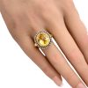 Le Vian Double Diamond Halo Citrine Ring 14K Gold 4.35 Carat TGW worn