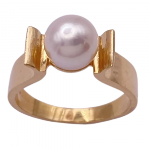 Modernist Pearl Solitaire Ring 14K (2)