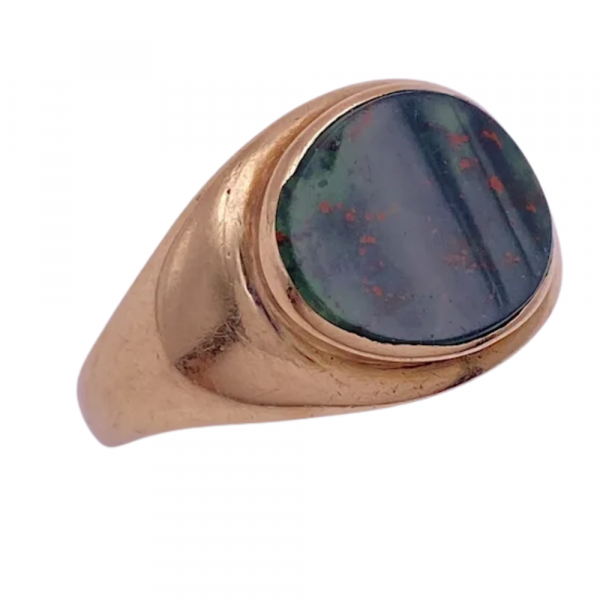 Oval Heliotrope Bloodstone Men's Ring 10K (1)