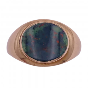 Oval Heliotrope Bloodstone Men's Ring 10K (2)