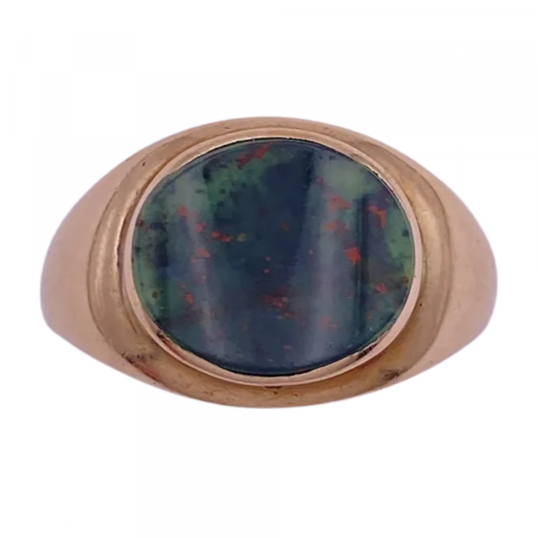 Oval Heliotrope Bloodstone Men's Ring 10K (2)