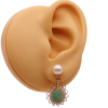 Pearl & Green Jade Dangle Earrings 14K