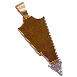 Stone Arrowhead & Diamond Pendant 14K (2)