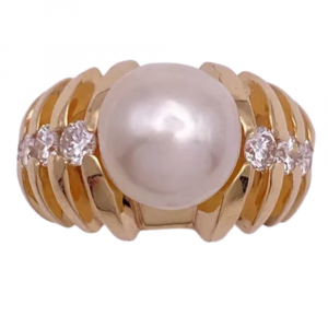 White Tahitian Cultured Pearl & Diamond Ring 14K (2)